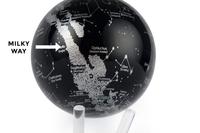 Sterrenbeelden MOVA Globe met de Melkweg aangegeven